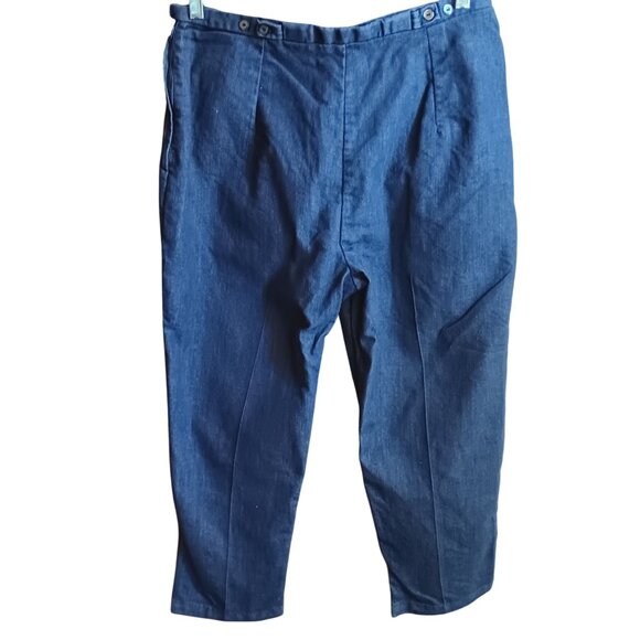 31x24 Vintage 1960's High-Waisted Denim Capri Jeans Pleated Glenbrooke Towncraft - Picture 3 of 9